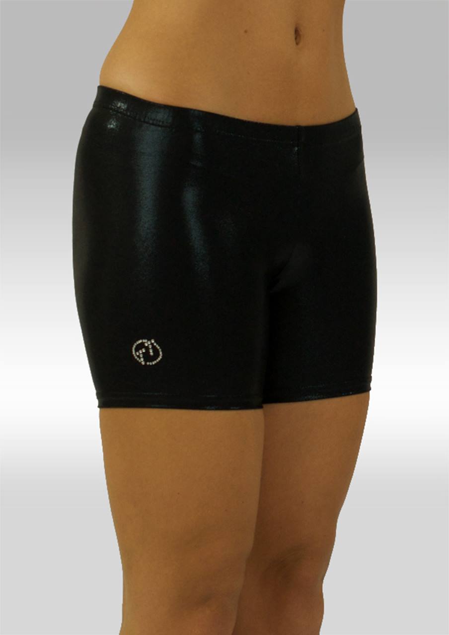 Legging kurz Schwarz Wetlook W756zw